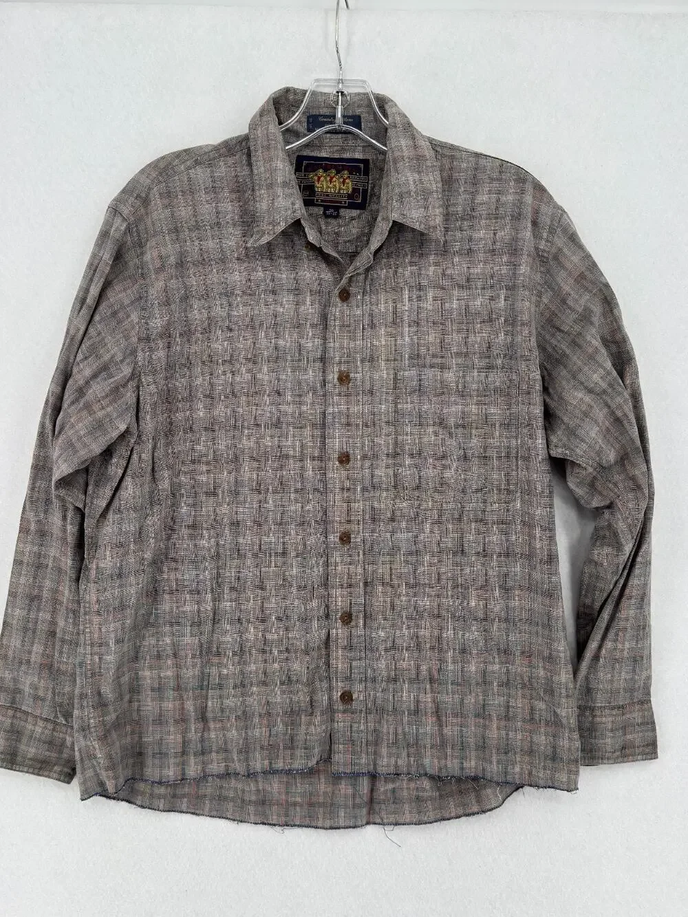 Ralph Lauren Chaps Vintage Boy Scout Label Gray Check Button Shirt 16/32-33